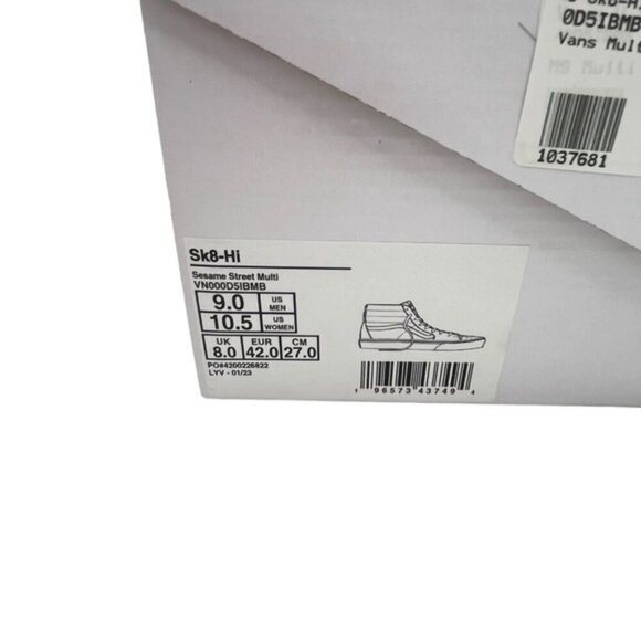 VANS X SESAME STREET SK8-HI unisex SHOES Men Sz 9 Women Size 10.5, NEW IN BOX - Picture 10 of 10